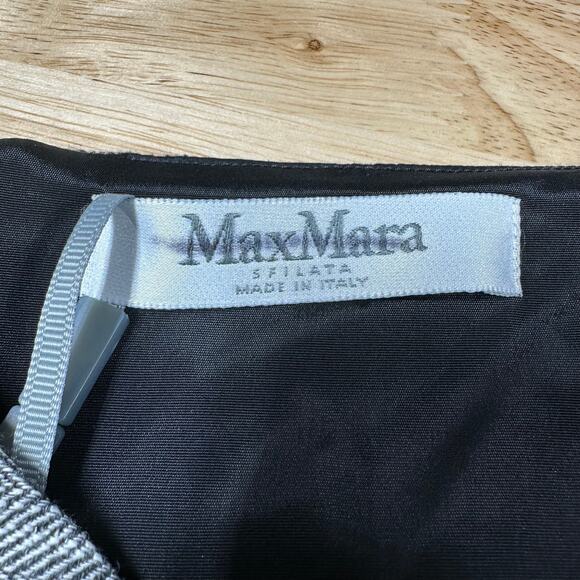 MaxMara NWT Vespa Silk Tweed Camisole Top Size US 10 Grey Linen V-Neck Italy - Picture 4 of 10